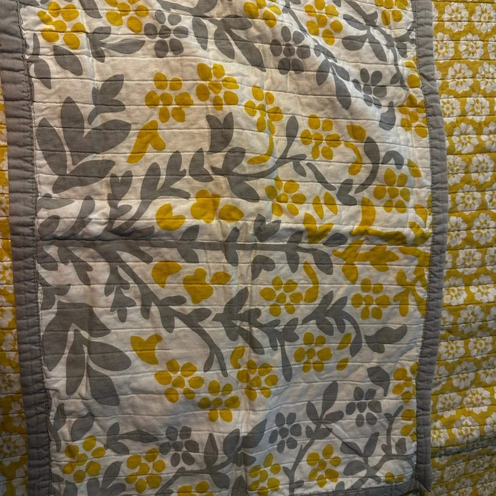 Target Quilted Floral Throw in Yellow and Gray